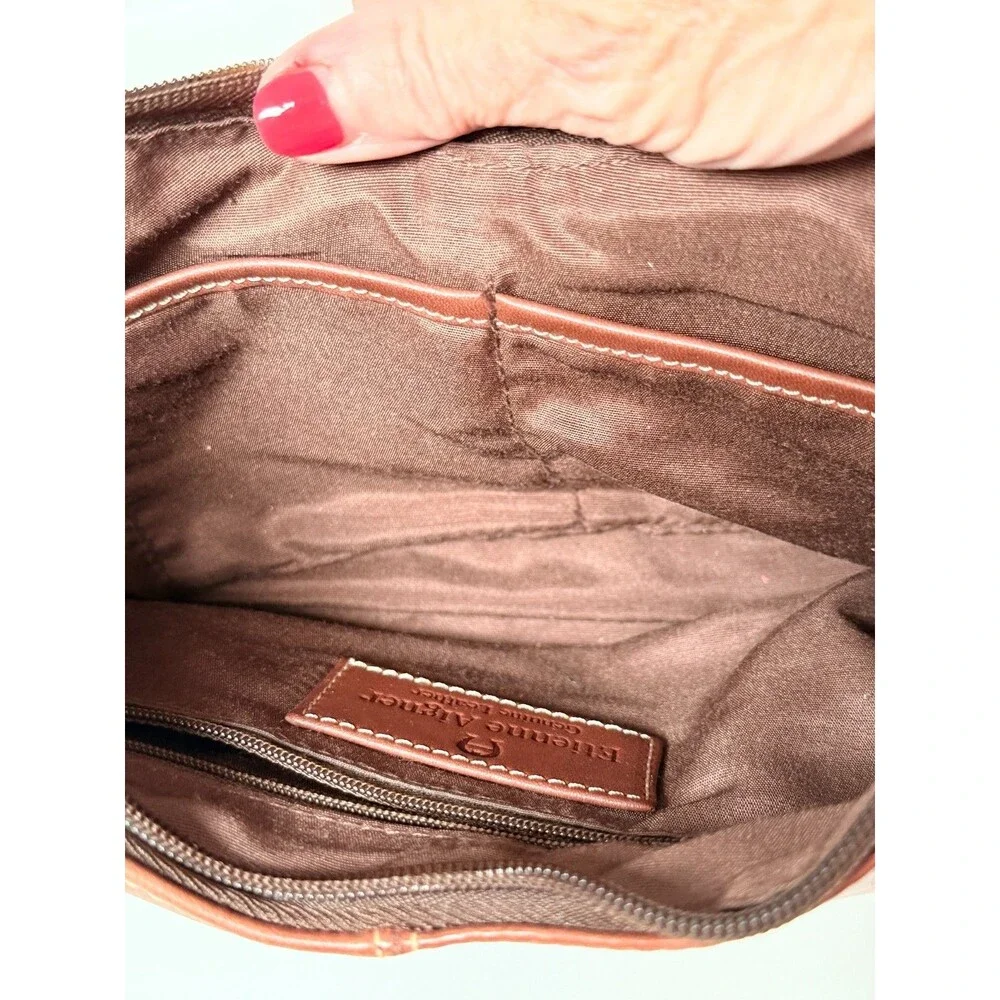 Etienne Aigner Tan Leather Small Shoulder Bag Hobo Adjustable Strap Classic Prep